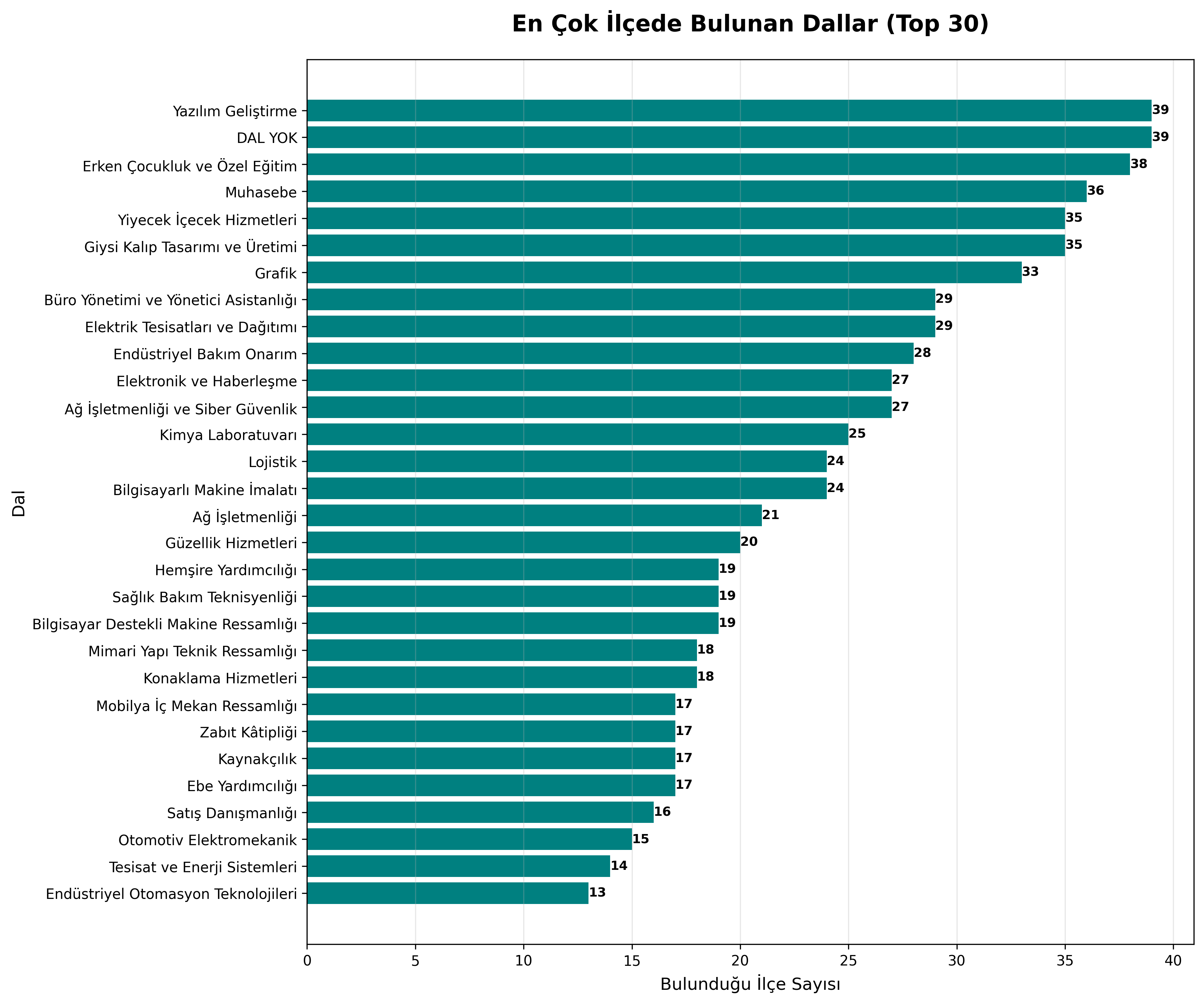 En Çok İlçede Bulunan Dallar